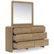 Dayella Warm Brown 6 Drawer Dresser and Rectangular Mirror