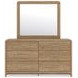 Dayella Warm Brown 6 Drawer Dresser and Rectangular Mirror