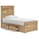 Fenderport Tan Twin Panel Bed with 2 Side Drawer Storage