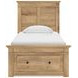 Allihauser Tan Twin Panel Bed with Storage Footboard and 4 Side Drawer