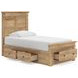 Allihauser Tan Twin Panel Bed with Storage Footboard and 2 Side Drawer