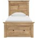 Allihauser Tan Twin Panel Bed with Storage Footboard and 2 Side Drawer
