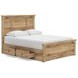 Allihauser Tan Queen Panel Bed with 4 Side Drawer Storage