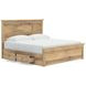Allihauser Tan King Panel Bed with 2 Side Drawer Storage