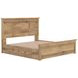Fenderport Tan King Panel Bed with Storage Footboard and 4 Side Drawer