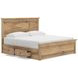 Fenderport Tan King Panel Bed with Storage Footboard and 4 Side Drawer
