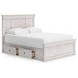 Allihauser Whitewash Full Panel Bed with 4 Side Drawer Storage