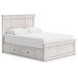 Allihauser Whitewash Full Panel Bed with 4 Side Drawer Storage