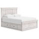 Allihauser Whitewash Queen Panel Bed with 2 Side Drawer Storage