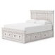 Allihauser Whitewash King Panel Bed with Storage Footboard and 4 Side Drawer