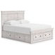 Allihauser Whitewash King Panel Bed with Storage Footboard and 4 Side Drawer