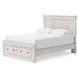 Allihauser Whitewash King Panel Bed with Storage Footboard and 2 Side Drawer