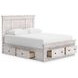 Allihauser Whitewash King Panel Bed with Storage Footboard and 2 Side Drawer