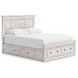 Allihauser Whitewash King Panel Bed with Storage Footboard and 2 Side Drawer