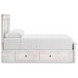 Allihauser Whitewash King Panel Bed with Storage Footboard and 2 Side Drawer
