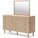 Cielden Brown and Beige 6 Drawer Dresser with Rectangular Mirror
