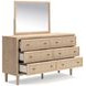 Cielden Brown and Beige 6 Drawer Dresser with Rectangular Mirror
