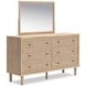 Cielden Brown and Beige 6 Drawer Dresser with Rectangular Mirror