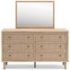 Cielden Brown and Beige 6 Drawer Dresser with Rectangular Mirror