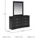 Huey Vineyard Black 6 Drawer Dresser and Rectangular Mirror