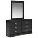 Huey Vineyard Black 6 Drawer Dresser and Rectangular Mirror