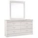 Anarasia White 6 Drawer Dresser and Rectangular Mirror