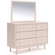 Wistenpine Blush 6 Drawer Dresser and Rectangular Mirror