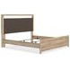 Prandefort Tan and Brown King Upholstered Panel Bed with LED