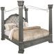 B01550 Gray Upholstered King Canopy Bed