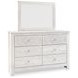 Paxberry Whitewash 6 Drawer Dresser and Rectangular Mirror