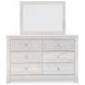 Paxberry Whitewash 6 Drawer Dresser and Rectangular Mirror