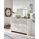 Paxberry Whitewash 6 Drawer Dresser and Rectangular Mirror