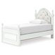 Trindura Light Gray Twin Upholstered Storage Panel Bed with LED