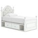 Trindura Light Gray Youth Upholstered Storage Panel Bedroom Set with LED