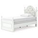 Trindura Light Gray and White Twin Upholstered Panel Bed with LED