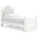 Trindura Light Gray and White Twin Upholstered Panel Bed with LED