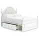 Trindura Light Gray and White Full Upholstered Storage Panel Bed with LED