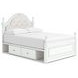 Trindura Light Gray and White Full Upholstered Storage Panel Bed with LED