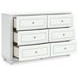 Trindura White 6 Drawer Dresser and Round Mirror
