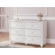 Trindura White 6 Drawer Dresser and Round Mirror