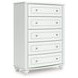 Trindura White 5 Drawer Chest