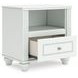 Trindura White 1 Drawer Nightstand with USB Charging and LED