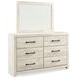 Cambeck Whitewash 6 Drawer Dresser and Rectangular Mirror
