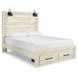 Cambeck Whitewash Queen Storage Panel Bed with USB Charging and LED