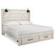 Cambeck Whitewash King Storage Panel Bed with USB Charging and LED