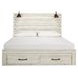 Cambeck Whitewash King Storage Panel Bed with USB Charging and LED