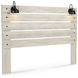 Cambeck Whitewash King Storage Panel Bed with USB Charging and LED