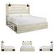 Cambeck Whitewash King Panel Bed with Double Under Bed Storage