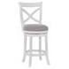Belmont Gray Upholstered Swivel Counter Height Dining Stool With White Frame