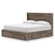 Jusika Brown King Storage Panel Bed with LED and 6 Drawers